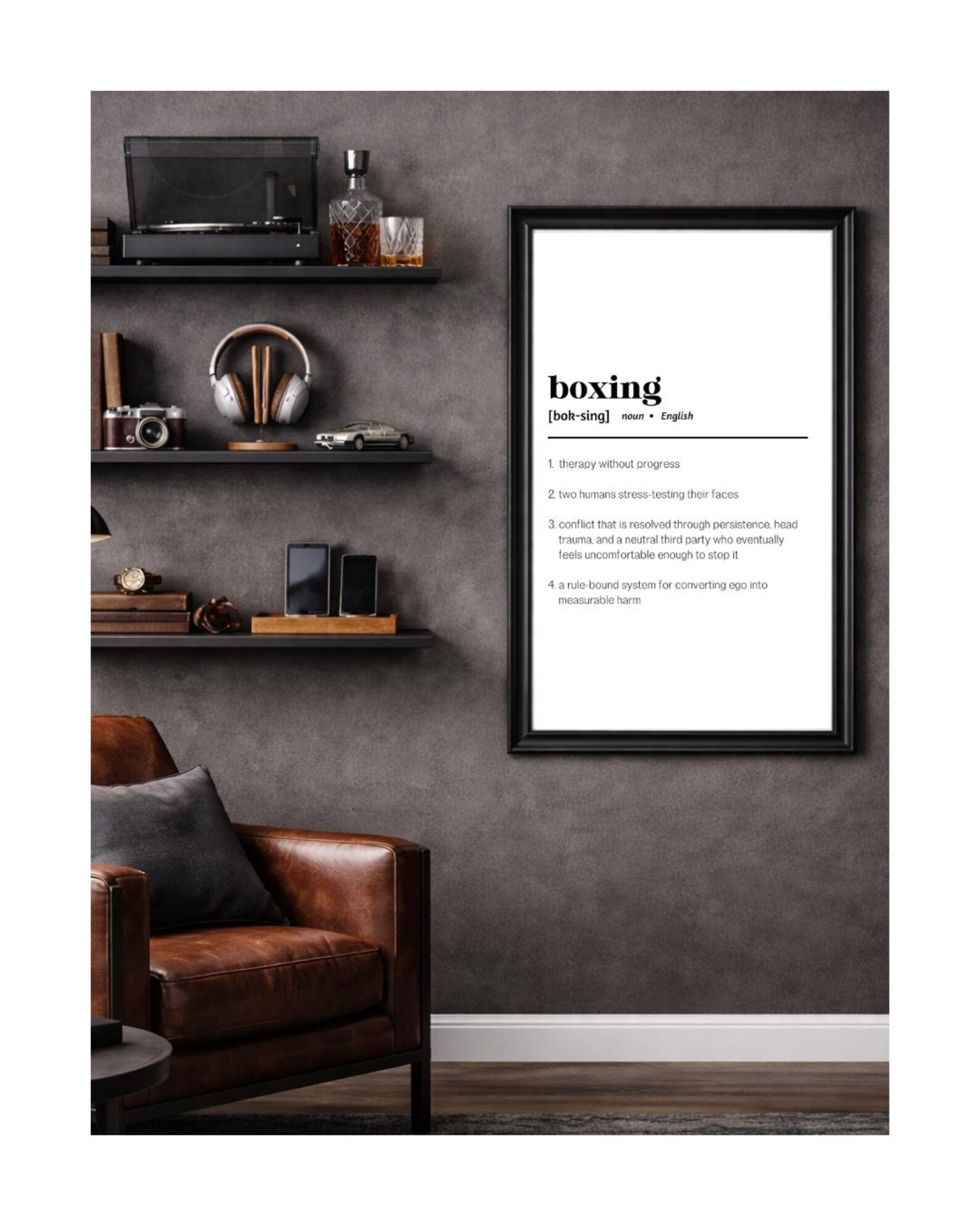 Framed definition print in a room setting